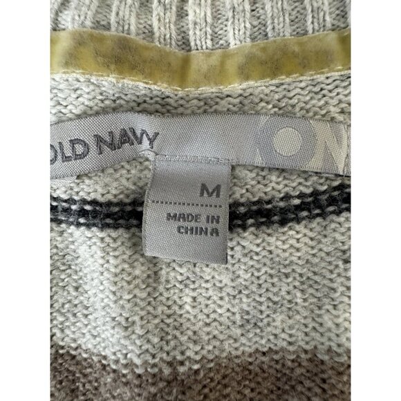 Old Navy Striped Y2K V-Neck Pullover Sweater Medium Retro Knit 09 Cozy Cabincore - Picture 3 of 12